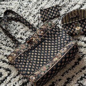 Black and Gold Quilted Tote Bag Set Maggi B